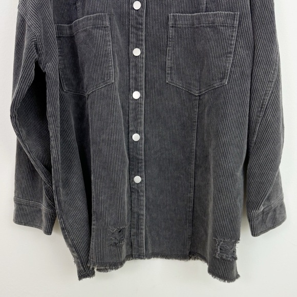 Altar’d State Boho Gray Corduroy “HOWDY” Graphic Button Down Jacket Size Large - Picture 8 of 16